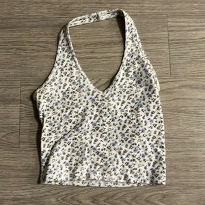 White Floral Halter Top